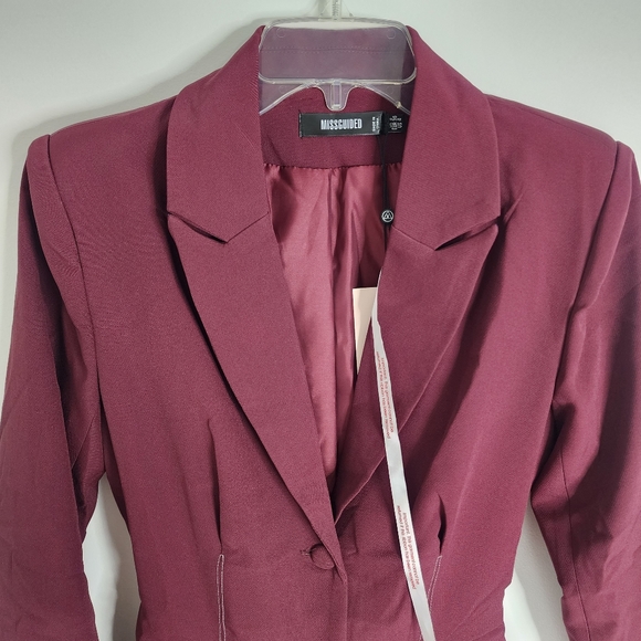 Missguided Plum Tailored Long Sleeve Plunge Belted Tux Jumpsuit size US … - Picture 10 of 16